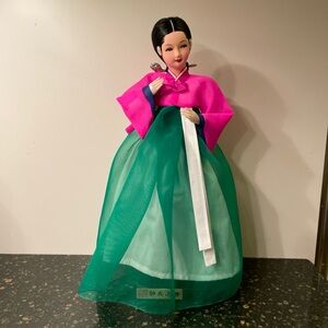 Vintage Korean Doll Wearing Traditional Hanbok Hand-painted Face 12”